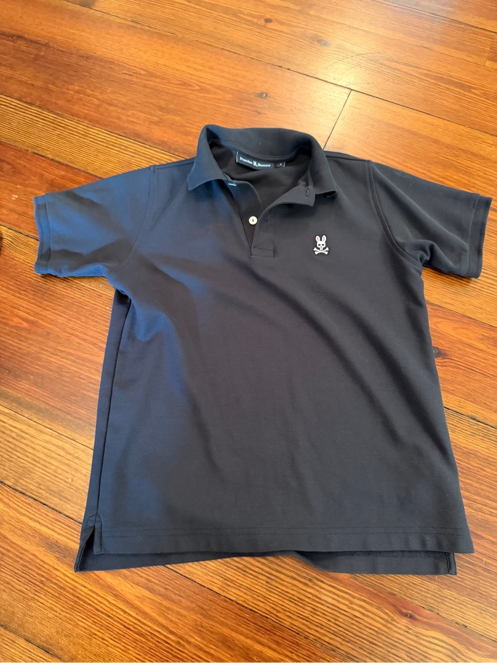 Psycho Bunny Black Short-Sleeve Polo with White Bunny Logo